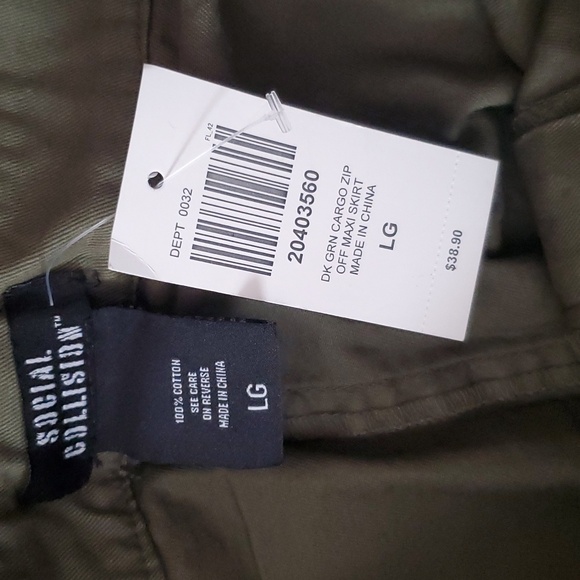 *NWT* Hot Topic's Social Collison Green Cargo Zip-around Maxi Skirt - Picture 12 of 14